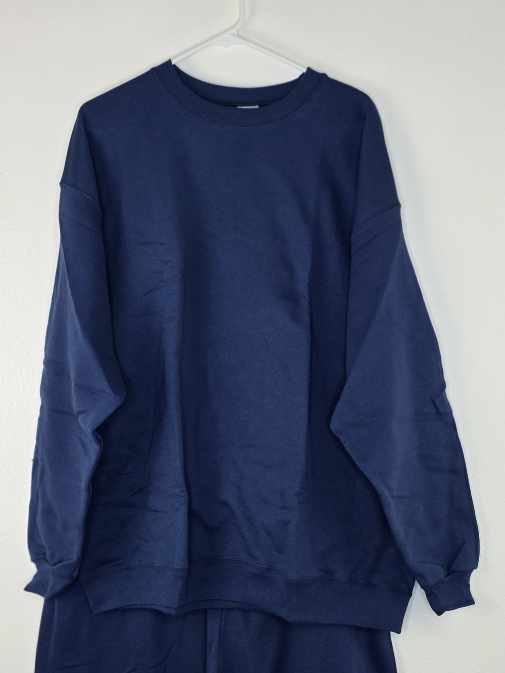 New Hanes Eco Smart Navy 2 Pc Pullover Fleece Sweatshirt And Pants Size Xl View 4